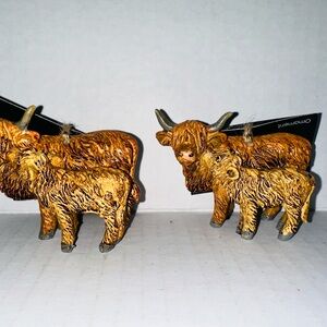 2025 Hobby Lobby Highland Cows with Calfs Christmas Ornament Set